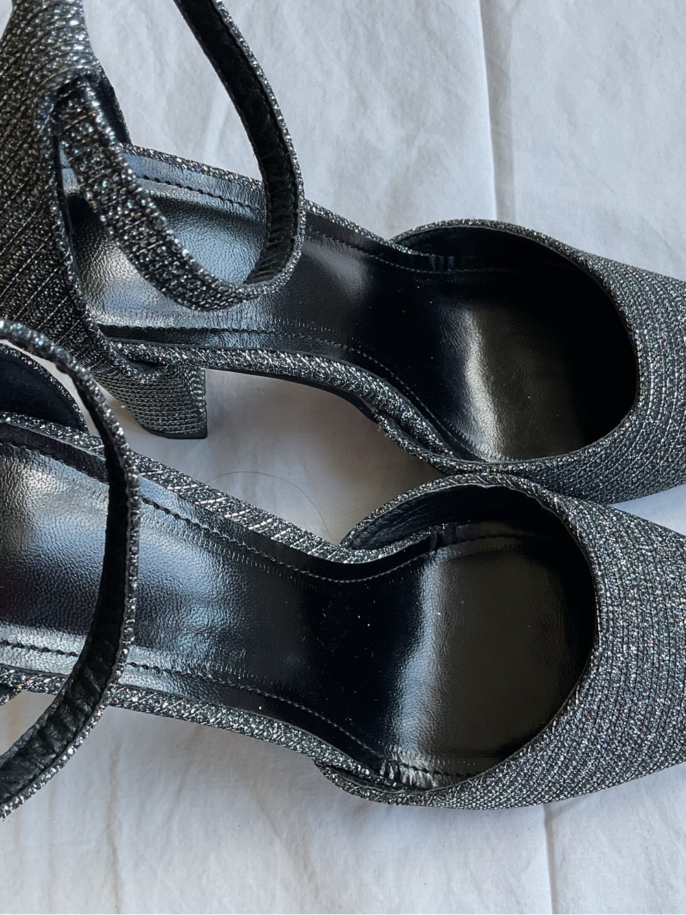 Silver Glitter Block Heel Ankle-Strap Pump - Picture 4 of 5